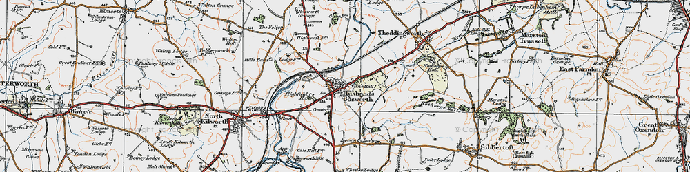 Old map of Husbands Bosworth in 1920