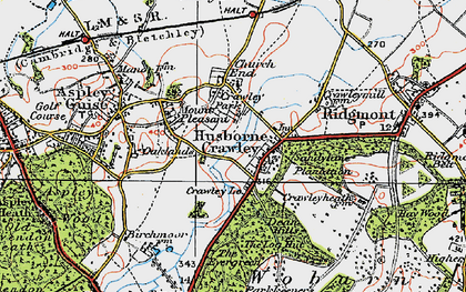 Old map of Husborne Crawley in 1919