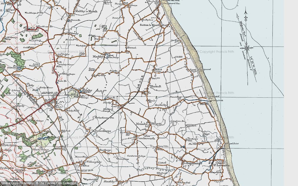 Old Map of Huttoft, 1923 in 1923