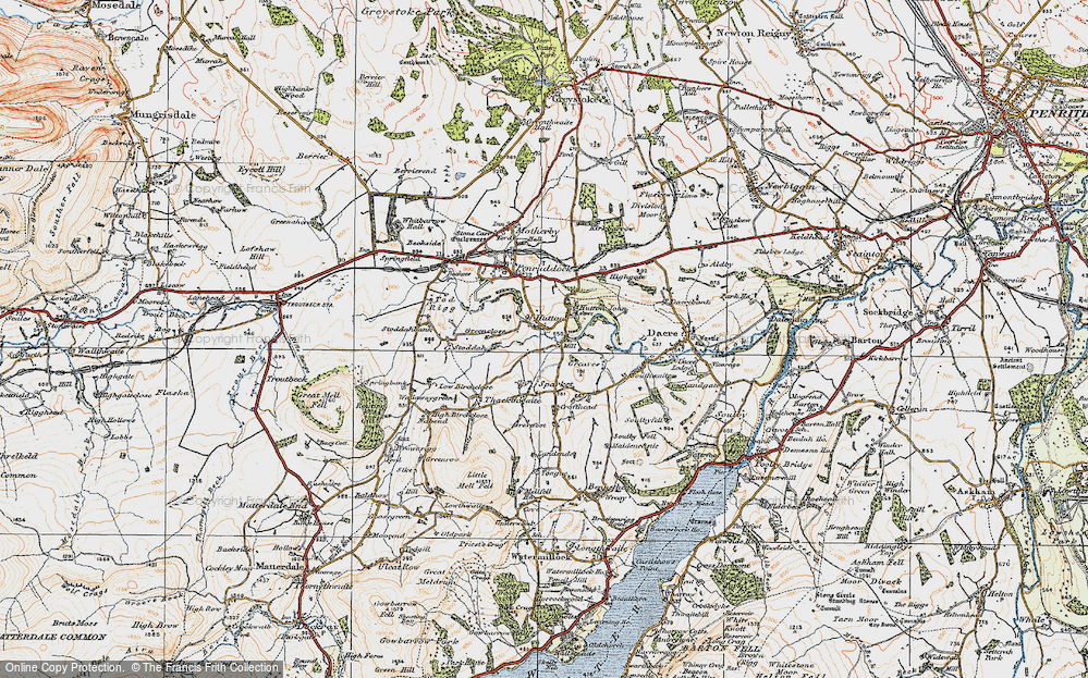 Old Map of Historic Map covering Hutton John in 1925