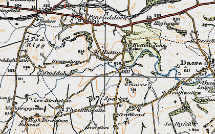 Old map of Hutton John in 1925