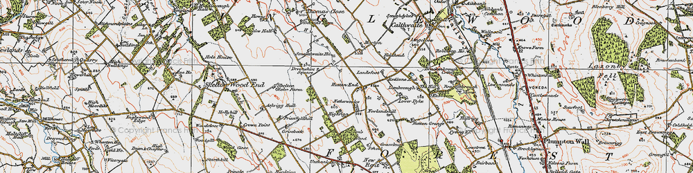 Old map of Hutton End in 1925