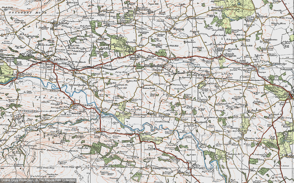 Old Map of Hutton Hang, 1925 in 1925