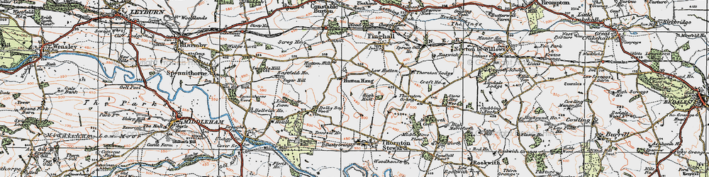 Old map of Hutton Hang in 1925