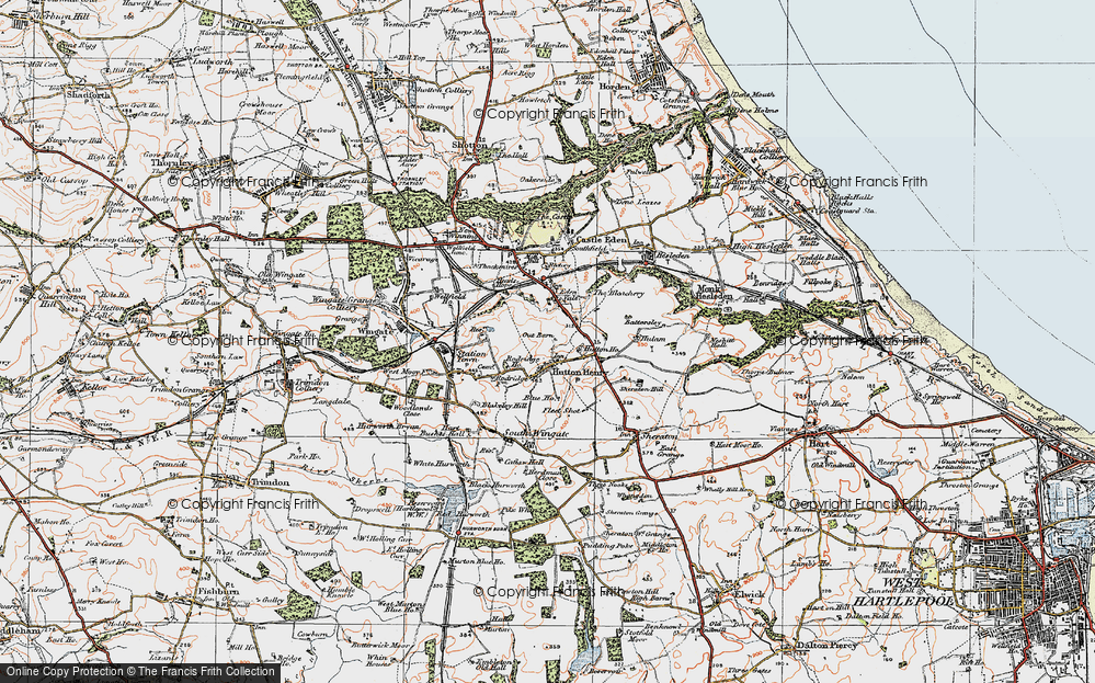 Old Map of Hutton Henry, 1925 in 1925