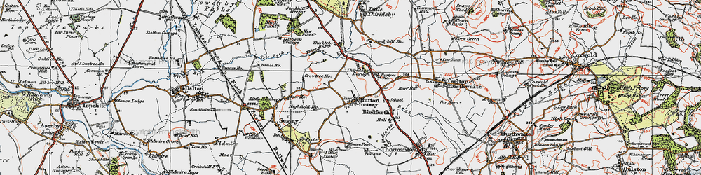 Old map of Hutton Sessay in 1925