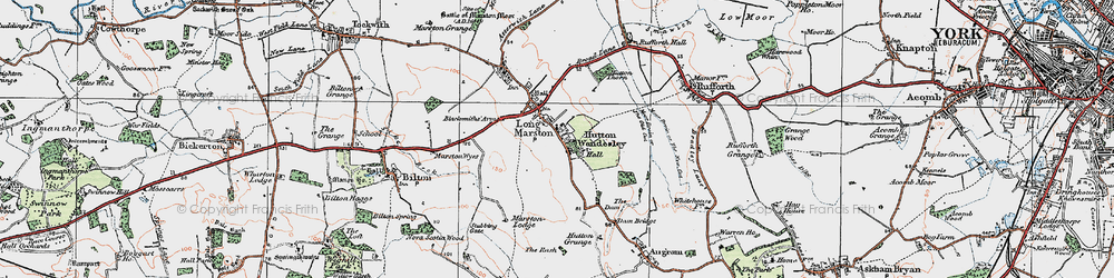 Old map of Hutton Wandesley in 1924