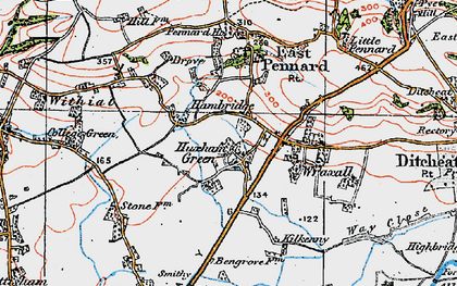 Old map of Huxham Green in 1919