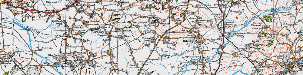 Old map of Huxham Green in 1919