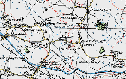 Old map of Higher Huxley Hall in 1923