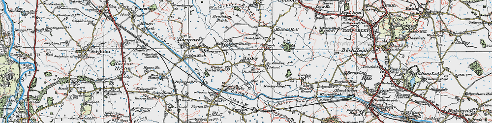 Old map of Higher Huxley Hall in 1923