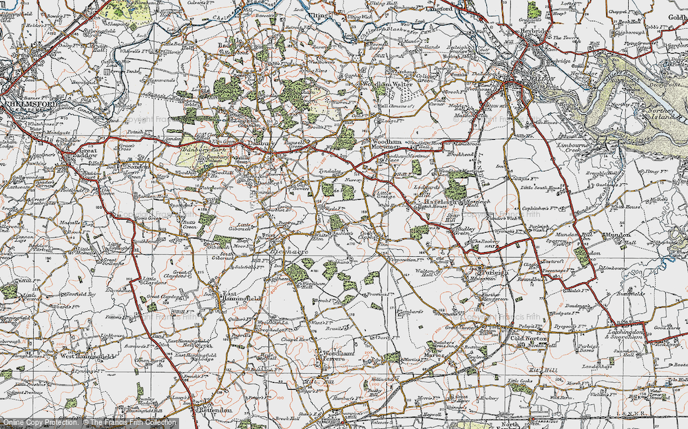 Old Map of Hyde Chase, 1921 in 1921