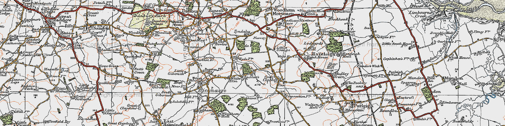 Old map of Hyde Chase in 1921