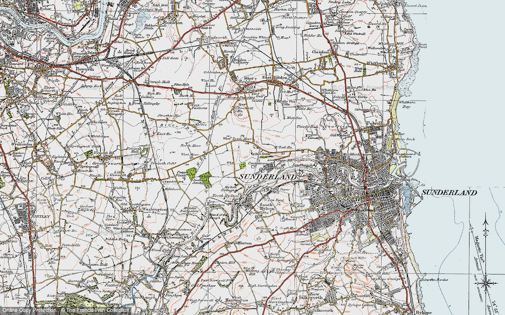 Old Map of Hylton Castle, 1925 in 1925