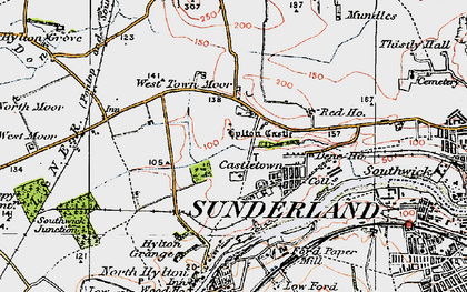 Old map of Hylton Castle in 1925