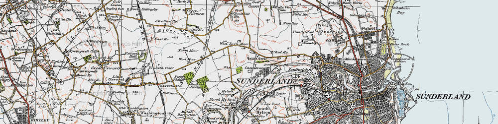 Old map of Hylton Castle in 1925