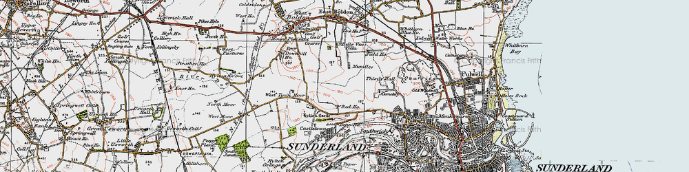 Old map of Hylton Red House in 1925