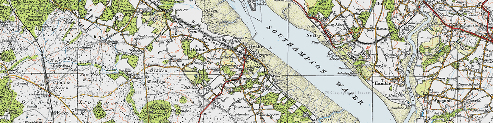 Old map of Hythe in 1919