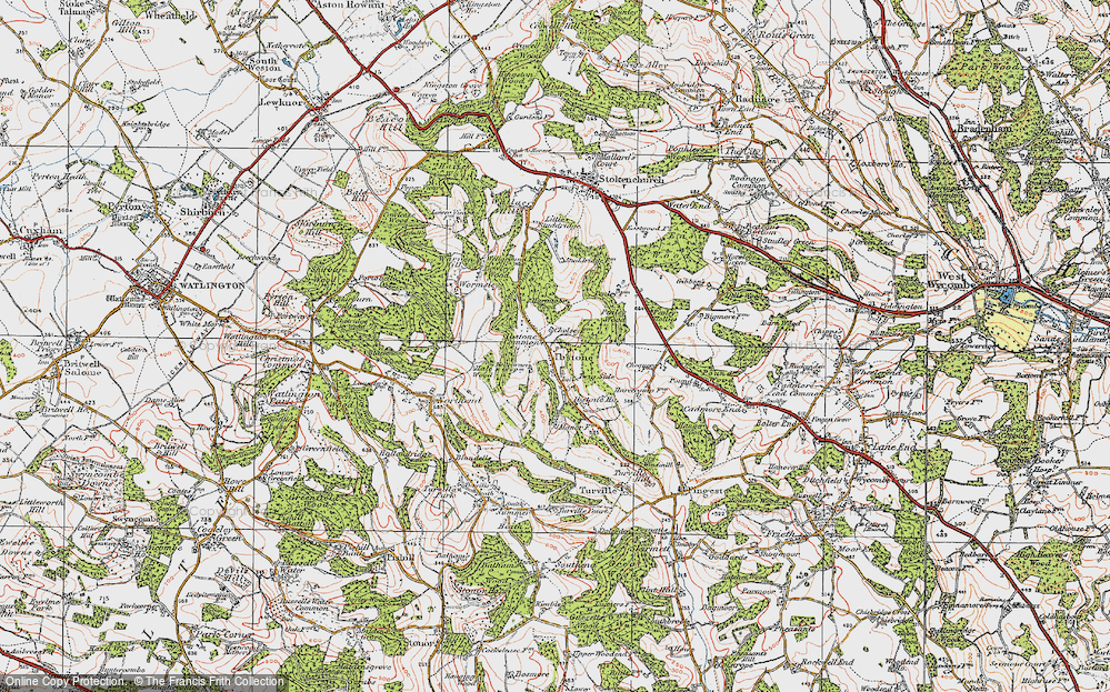 Old Map of Historic Map covering Ibstone Common in 1919