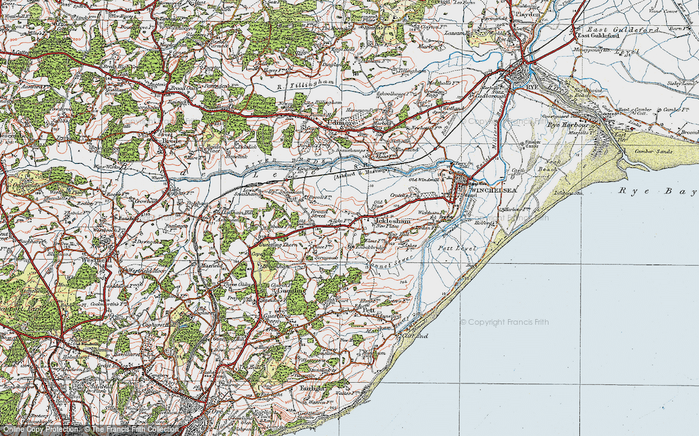 Old Map of Icklesham, 1921 in 1921