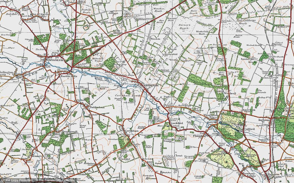 Old Map of Icklingham, 1920 in 1920