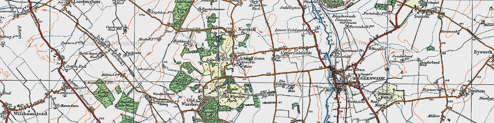 Old map of Ickwell in 1919
