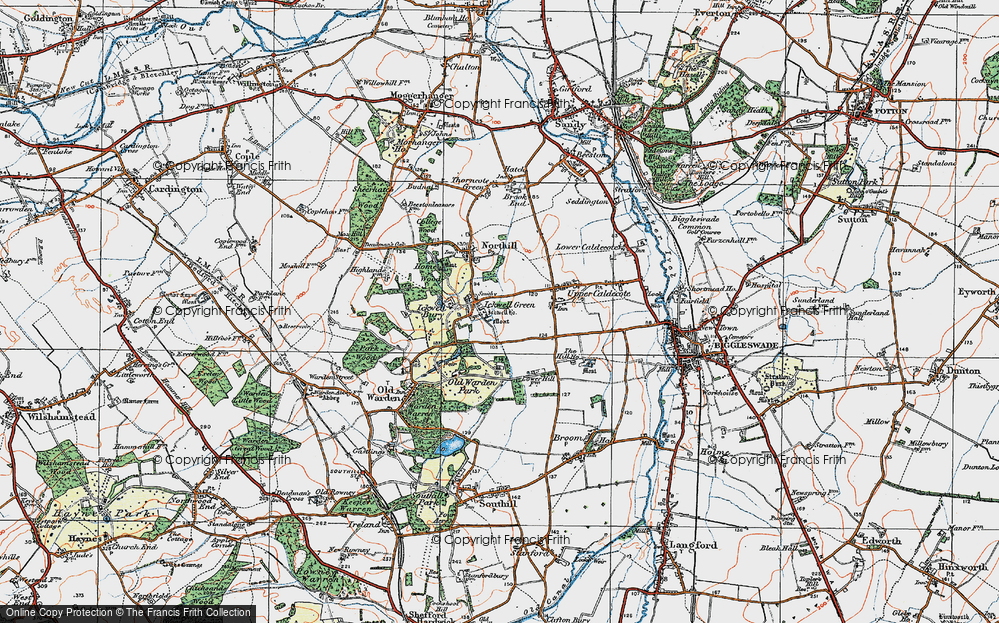 Old Map of Historic Map covering Ickwell Bury in 1919