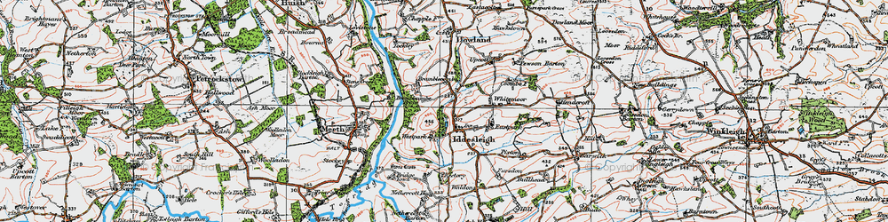 Old map of Iddesleigh in 1919