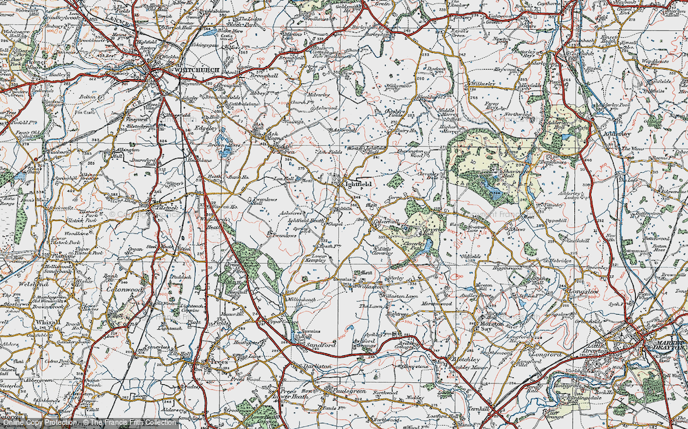 Old Map of Historic Map covering Ashacres in 1921