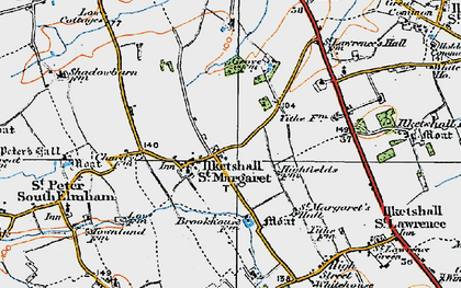 Old map of Ilketshall St Margaret in 1921