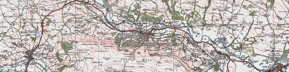 Old map of Ilkley in 1925