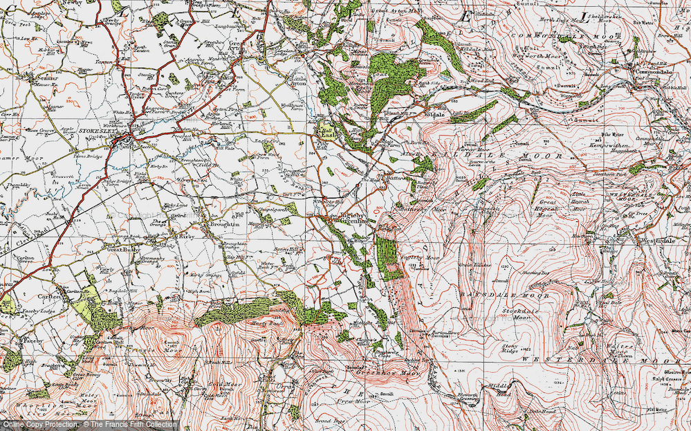 Old Map of Ingleby Greenhow, 1925 in 1925