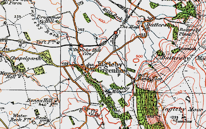Old map of Ingleby Greenhow in 1925