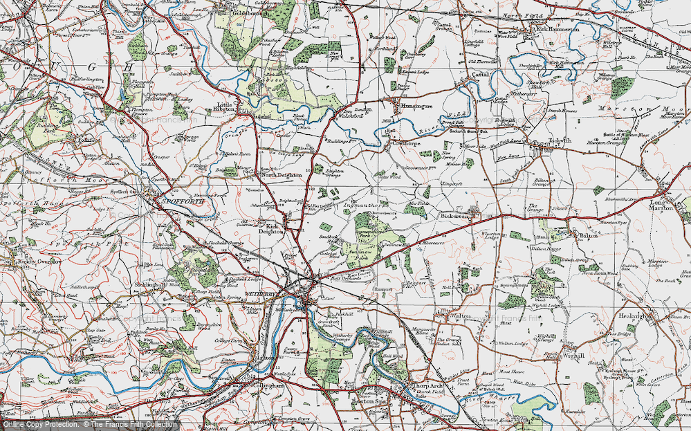 Old Map of Historic Map covering Willowgarth Plantn in 1925