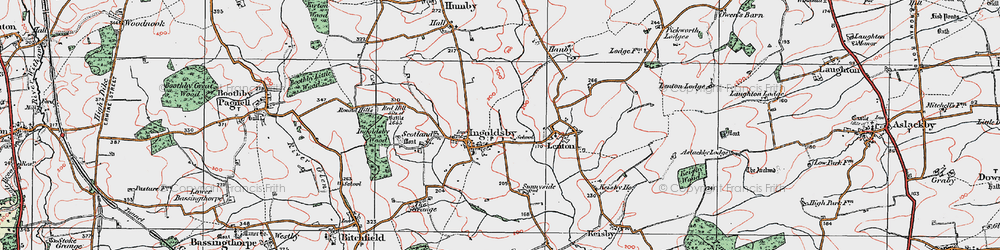 Old map of Ingoldsby in 1922