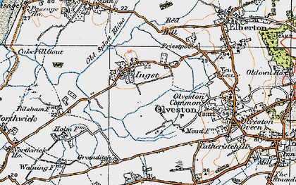 Old map of Ingst in 1919