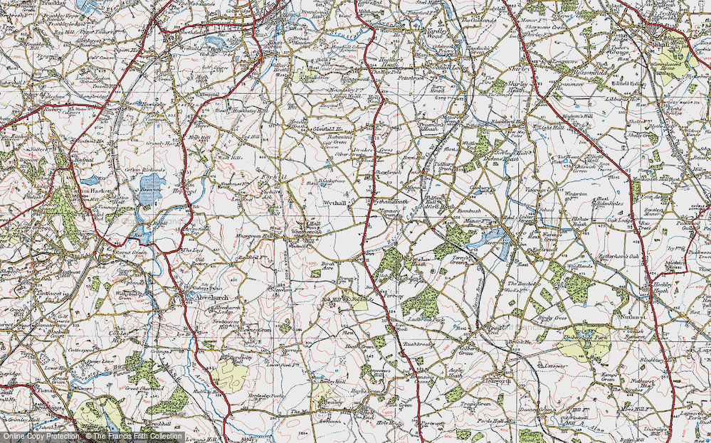 Old Map of Inkford, 1921 in 1921