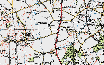 Old map of Inkford in 1921