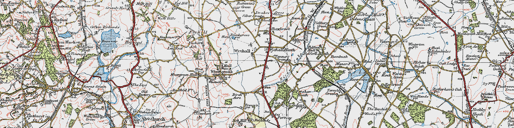 Old map of Inkford in 1921