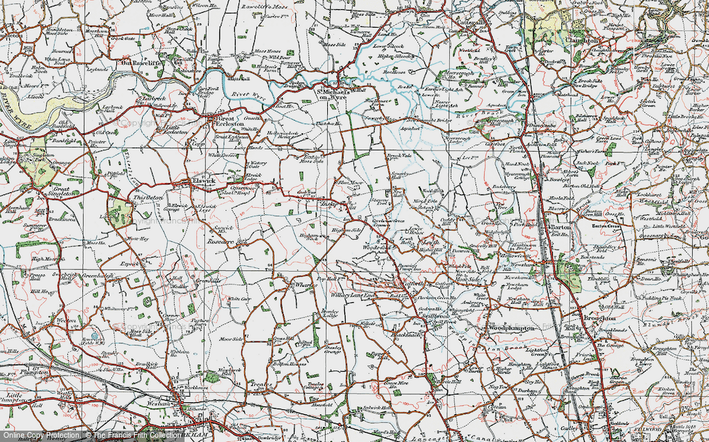 Old Map of Historic Map covering Blue Moor in 1924