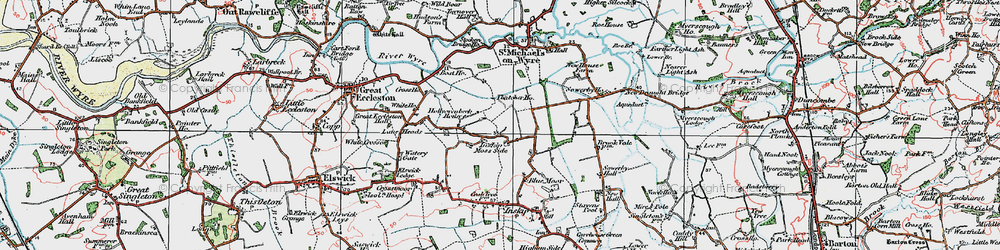 Old map of Inskip Moss Side in 1924