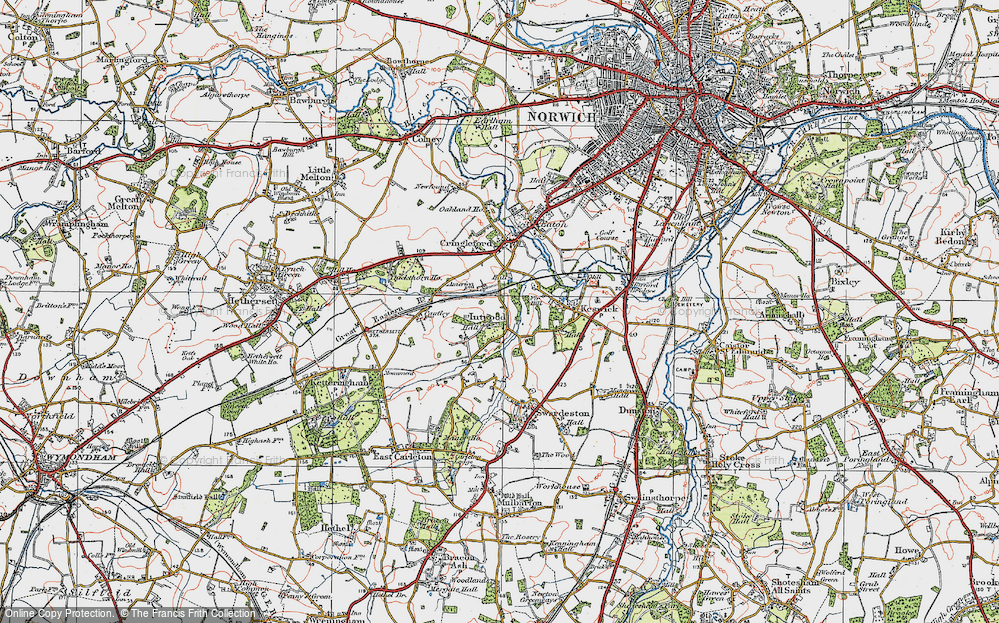 Old Map of Intwood, 1922 in 1922