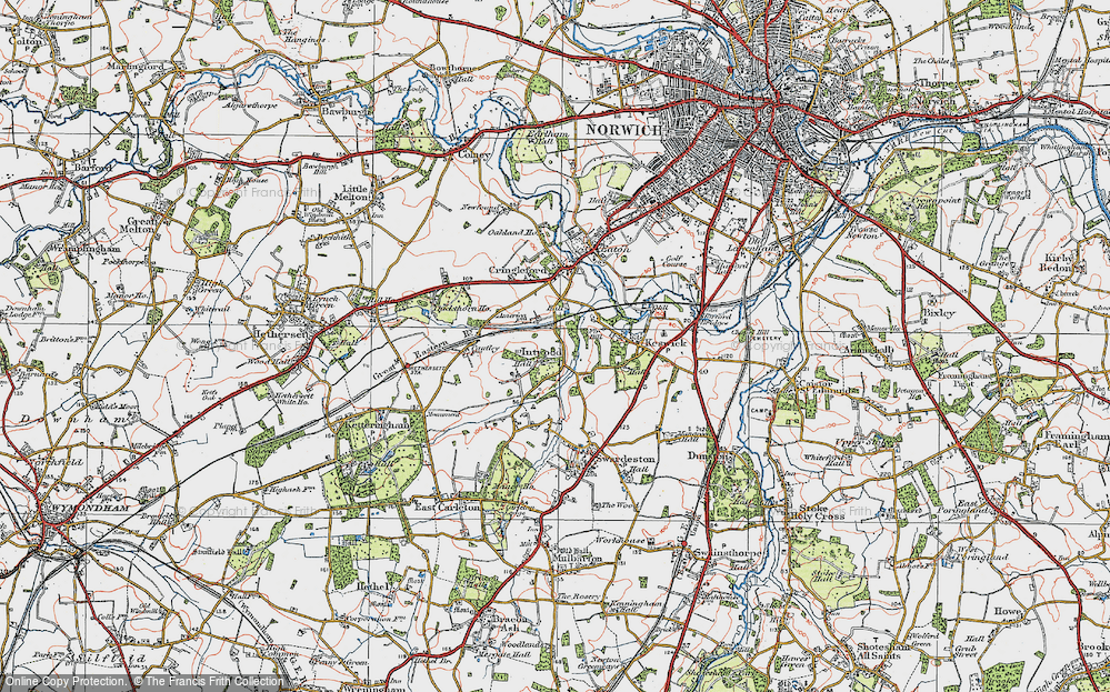 Old Map of Historic Map covering Tas Valley Way in 1922