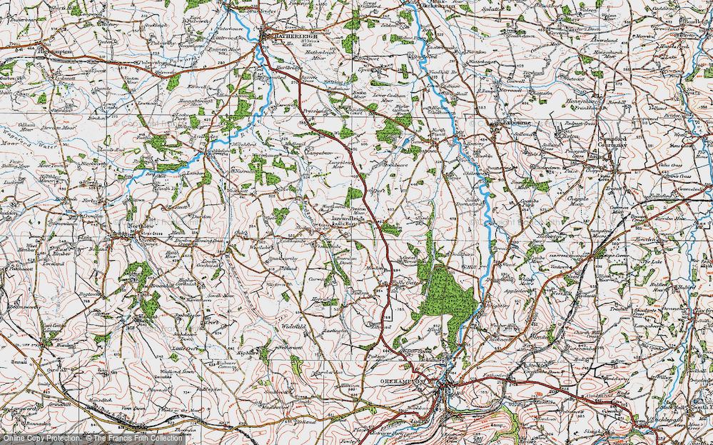 Old Map of Historic Map covering Langabeer Moor in 1919
