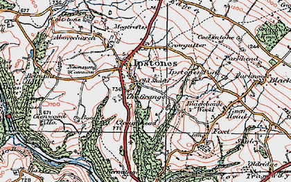 Old map of Ipstones in 1921