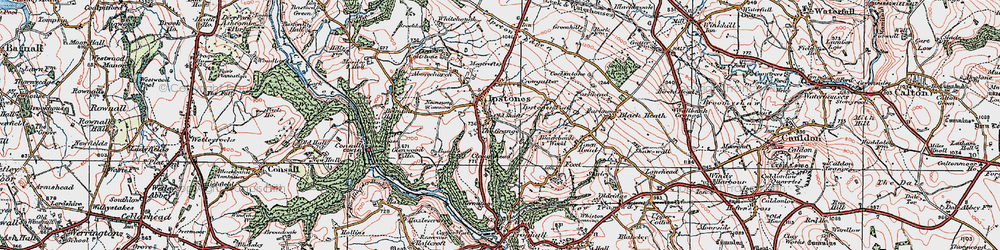 Old map of Ipstones in 1921