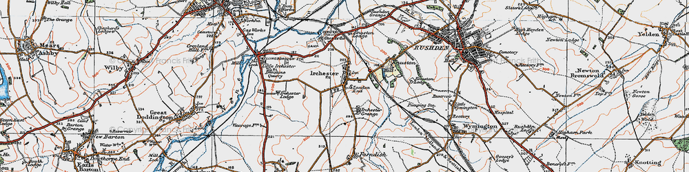 Old map of Irchester in 1919