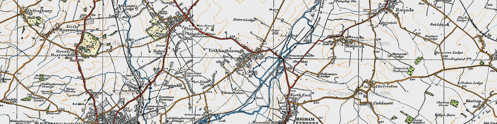 Old map of Broadholme in 1919