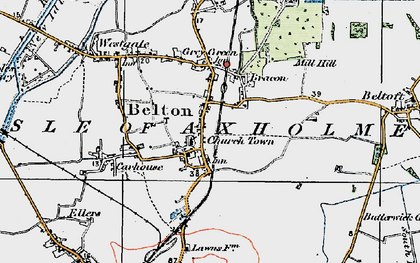 Old map of Isle of Axholme in 1923