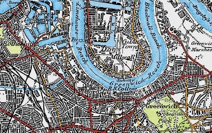 Old map of Isle of Dogs in 1920